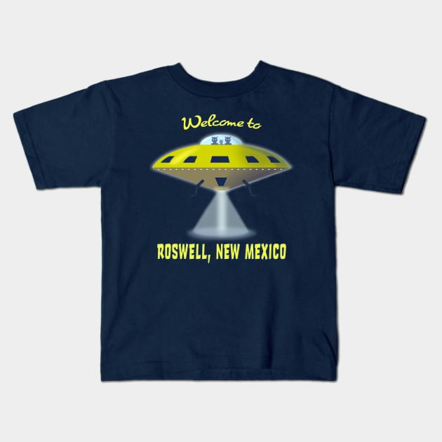 UFO - Welcome to Roswell, New Mexico - funny aliens extraterrestrials Kids T-Shirt by jdunster